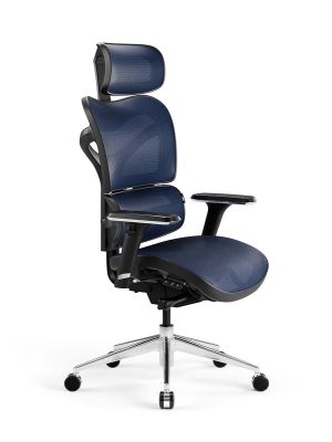 Fotel ergonomiczny DIABLO V-COMMANDER czarno-niebieski - obciążenie do 140 kg - NEGOCJUJ CENĘ